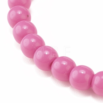 6Pcs 6 Color Flat Round with Heart Acrylic Beaded Stretch Bracelets Set for Women BJEW-JB08062-1