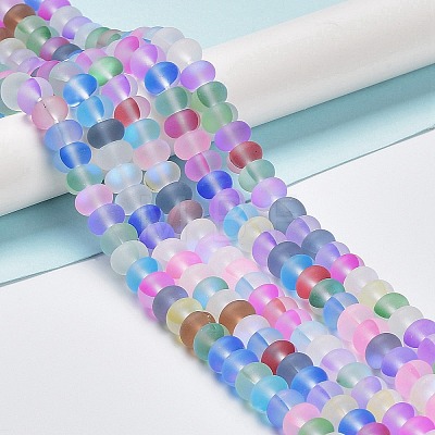 Frosted Transparent Glass Beads Strands FGLA-M002-01C-1