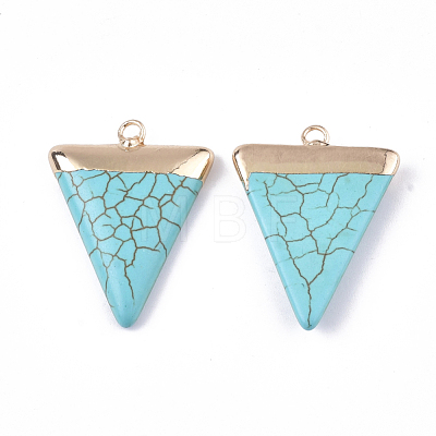 Electroplate Synthetic Turquoise Pendants G-S344-49B-1