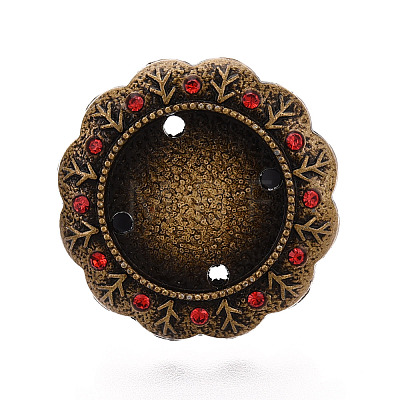 Adjustable Flower Alloy & Iron Rhinestone Bezel Cup Ring Base with Rotatable Tray MAK-T012-03AB-1