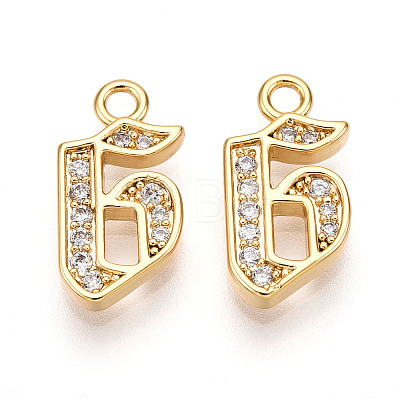 Brass Micro Pave Cubic Zirconia Charms KK-N261-104G-G-1