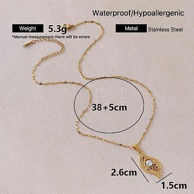 Vintage 304 Stainless Steel Glass Hollow Leaf Pendant Necklaces for Women Men MX3946-1