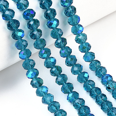 Electroplate Glass Beads Strands X-EGLA-A034-T6mm-L25-1