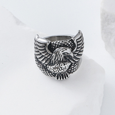 304 Stainless Steel Snake with Eagle Finger Rings for Men TH9949-1-1