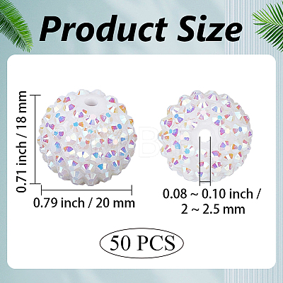 50Pcs Resin Rhinestone Beads RESI-PA0001-45B-1