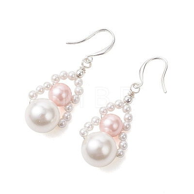 Shell Pearl Dangle Earrings EJEW-JE07226-1