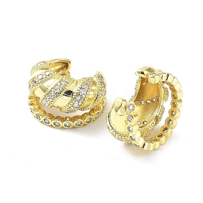 Rack Plating Brass Micro Pave Cubic Zirconia Cuff Earrings for Women KK-Z038-24G-1