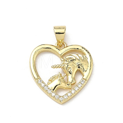 Brass Micro Pave Clear Cubic Zirconia Pendants KK-P350-08G-1