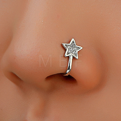 Brass Micro Pave Clear Cubic Zirconia Clip on Nose Rings WG884CD-02-1