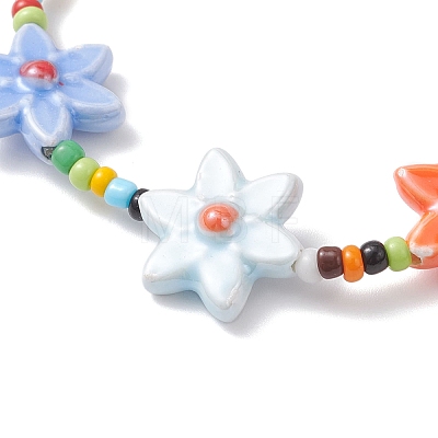 Handmade Porcelain & Glass Seed Beads Stretch Bracelets for Women BJEW-TA00696-1