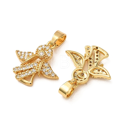 Brass Micro Pave Clear Cubic Zirconia Pendants CU-CBADD64-03G-1
