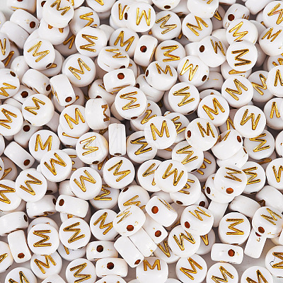 500Pcs Plating Acrylic Beads PACR-TADJ0001-01M-1