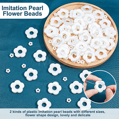 100Pcs 2 Style ABS Plastic Imitation Pearl Beads OACR-AR0001-11-1