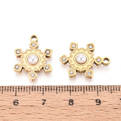 304 Stainless Steel Rhinestone & ABS Imitation Pearl Pendants STAS-T074-11G-1