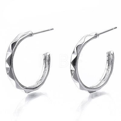 Brass Half Hoop Earrings KK-N232-109P-NF-1