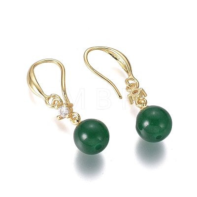 Natural White Jade Dangle Earrings EJEW-G263-05G-1
