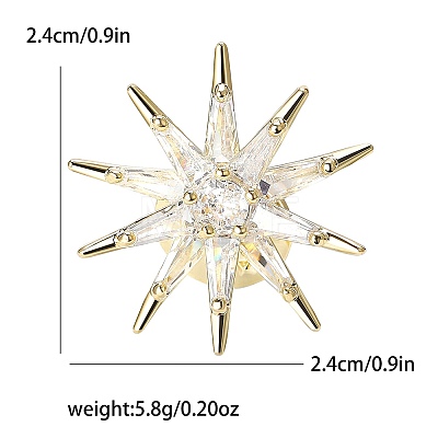 Brass Clear Cubic Zirconia Star Brooch PW-WGA8B06-02-1