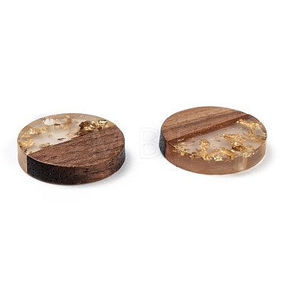 Transparent Resin & Walnut Wood Pendants RESI-S358-02C-B02-1