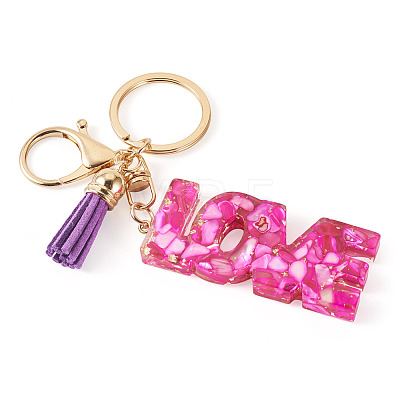 Alloy & Resin Tassel Keychainss AJEW-TADJ0001-20G-09-1