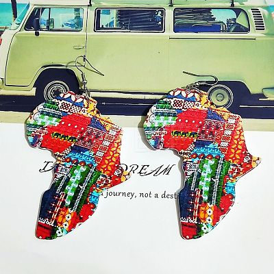 Printed Wood Dangle Earrings FS-WGB0246-01-1