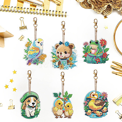 Animal Theme DIY Diamond Painting Keychain Kit PW-WG25379-01-1