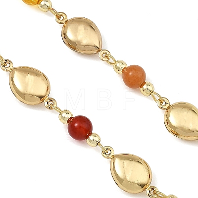 Natural & Synthetic Mixed Gemstone Handmade Round Beaded Chains AJEW-JB01653-02-1