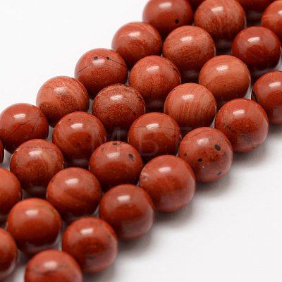 Natural Red Jasper Beads Strands X-G-E375-8mm-03-1