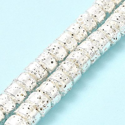 Electroplated Natural Lava Rock Beads Strands G-G984-12S-1