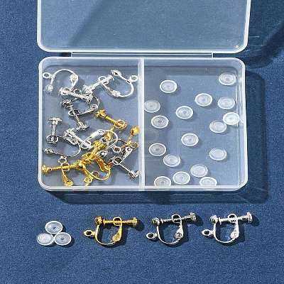 12Pcs 3 ColorS Brass Screw On Clip-on Earring Findings KK-FS0001-32-1