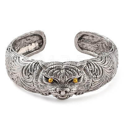 Tiger Tibetan Style Alloy Cuff Bangles for Men BJEW-P337-05AS-1