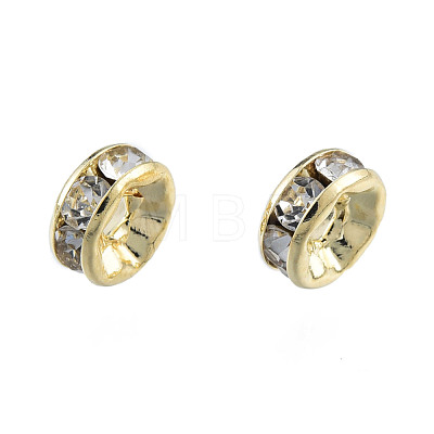 Brass Pave Clear Cubic Zirconia Beads KK-N259-39B-01-1