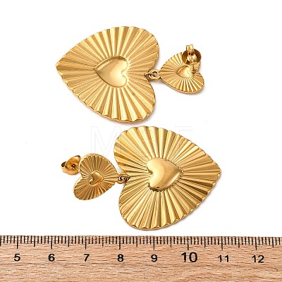 Heart 304 Stainless Steel Dangle Stud Earrings EJEW-Z109-03G-1