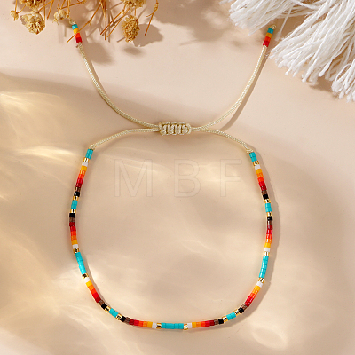 Glass Seed Heishi Braided Bead Bracelet for Women KM8576-1