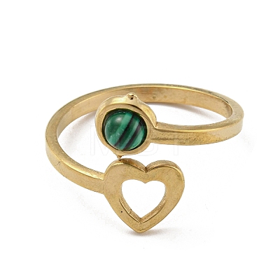 304 Stainless Steel with Synthetic Malachite Ring RJEW-Z031-01B-03-1