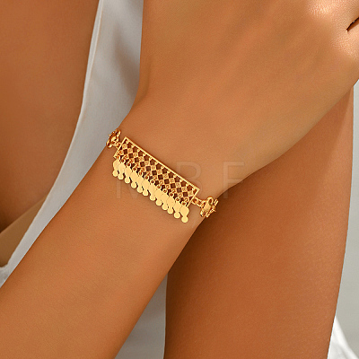 Vintage Rhombus Pattern Brass Link Bracelets KE7878-1
