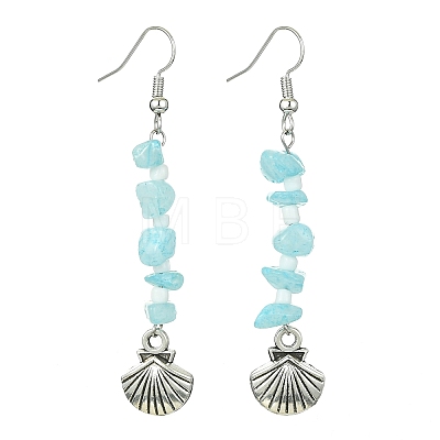 Natural White Jade(Dyed) Chips Dangle Earrings EJEW-JE05578-1