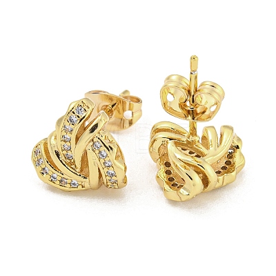 Brass Micro Pave Cubic Zirconia Ear Studs EJEW-P261-28E-G-1