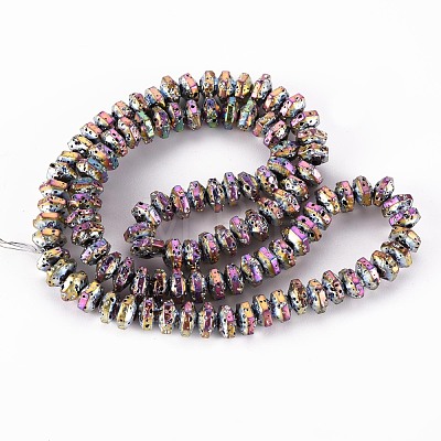 Electroplated Natural Lava Rock Beads Strands X-G-T114-73E-1