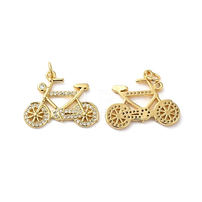 Rack Plating Brass Pave Cubic Zirconia Pendants KK-O142-21G-1