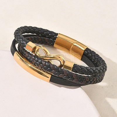 Braided Microfiber Leather Cord Multi-strand Bracelets BJEW-C153-01G-1