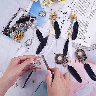 DIY Feather Drop Earring Making Kit DIY-SZ0009-45-1