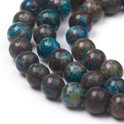 Natural Blue Malachite Beads Strands G-G829-02-6mm-1