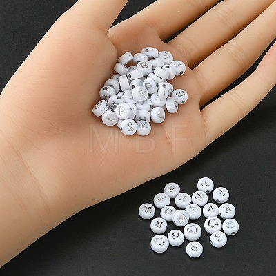 300pcs 2 Styles Opaque White Acrylic Beads MACR-YW0002-58B-1