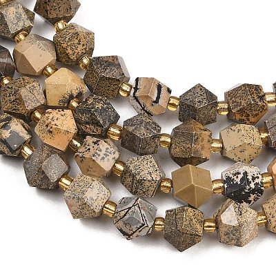 Natural Yellow Dendritic Jasper Beads Strands G-I376-A07-01-1