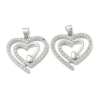 Rack Plating Brass Micro Pave Cubic Zirconia Pendants KK-F869-05P-1