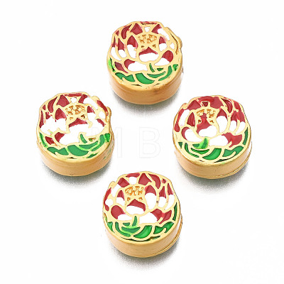 Rack Plating Alloy Enamel Beads ENAM-N056-032B-1