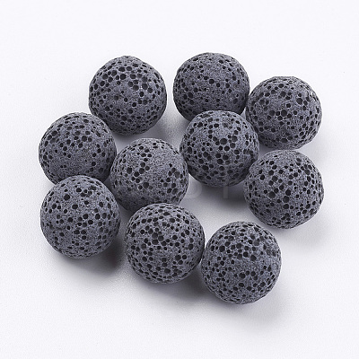 Unwaxed Natural Lava Rock Beads G-I190-14mm-B05-1