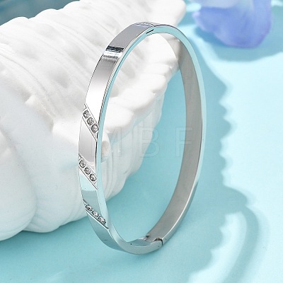 304 Stainless Steel Rhinestone Bangles for Women BJEW-Z092-16P-1