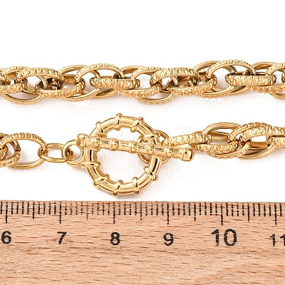 7MM 304 Stainless Steel Textured Rope Chain Necklaces with OT Clasps for Men Women NJEW-P355-01A-G-1