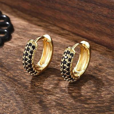 Brass Micro Pave Cubic Zirconia Huggie Hoop Earrings EJEW-R144-004A-NF-1